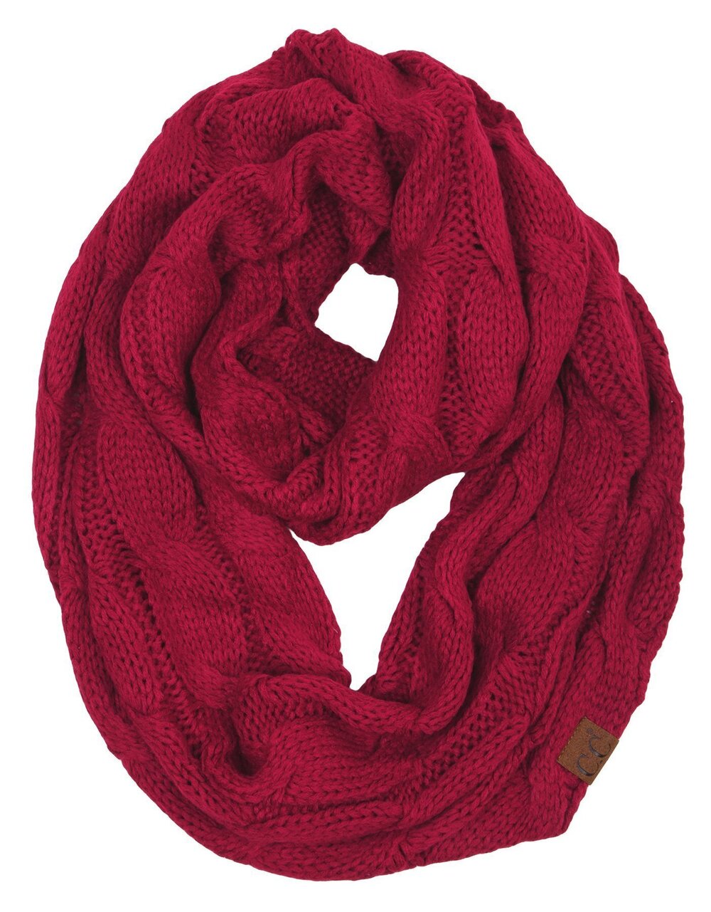7877 Matching 2 Pack: Ponytail Beanie & Infinity Scarf, Burgundy - Picture 4 of 6